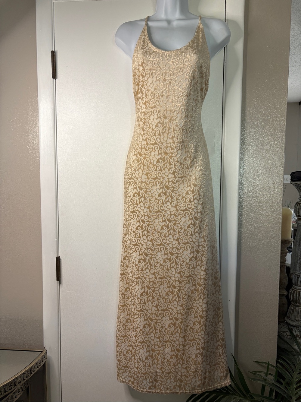 Vintage Elegant Cream Lace Slip Dress